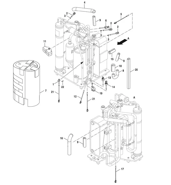 Vue éclatée Bosch Compress 5800i AW 10 OR-T : Capteurs et isolation