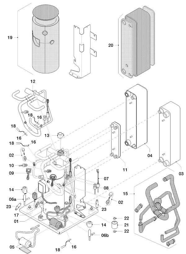 Vue éclatée Vaillant flexoTHERM VWF 87/4 : Circuit frigorifique