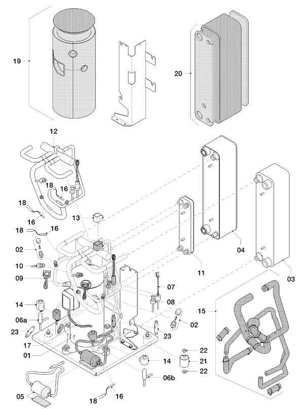 Vue éclatée Vaillant flexoTHERM VWF 117/4 : Circuit frigorifique