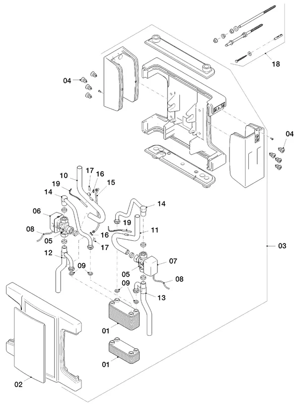 Vue éclatée Vaillant flexoTHERM VWF 197/4 : Rafraîchissement passif