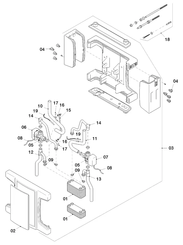 Vue éclatée Vaillant flexoTHERM VWF 88/4 : Échangeur thermique