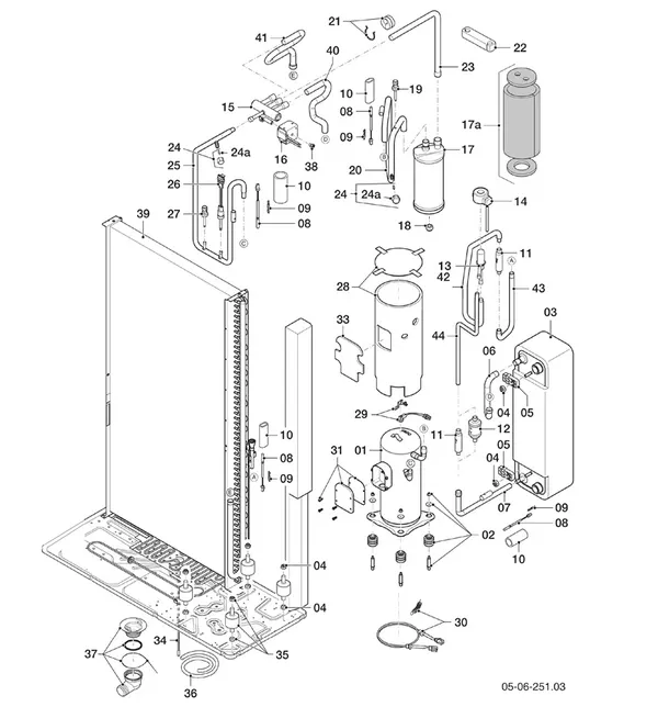 Vue éclatée Vaillant aroTHERM VWL 125/6 A 400V : Circuit frigorifique