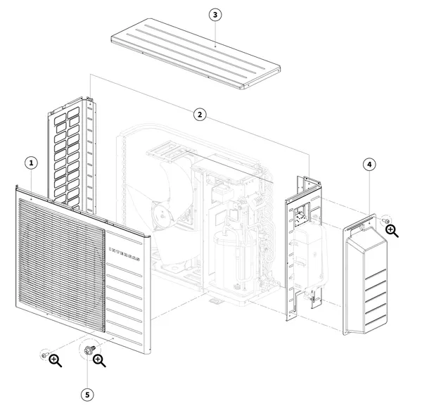 Vue éclatée Intergas Xtend Mono unité extérieure : Habillage