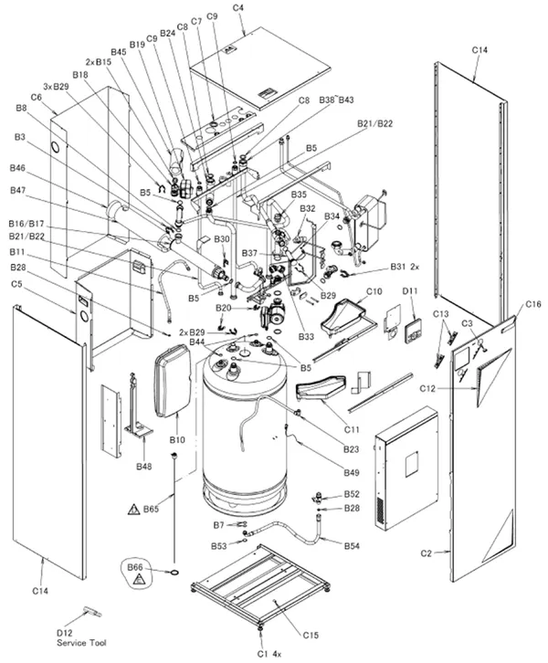 Vue éclatée Daikin EHVX11S26CB9W | au sol 11kW : Mécanisme intérieur