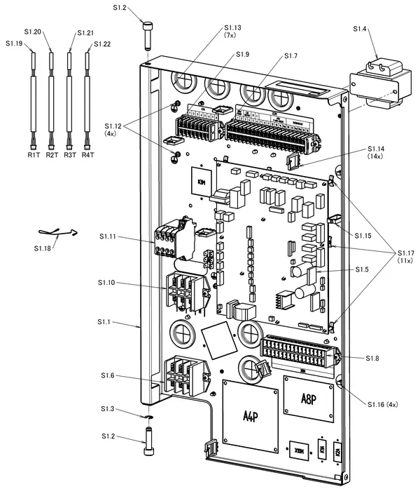 Vue éclatée Daikin 3 M - EDLA04E3V3 | unité extérieure 4kW : Boîtier électrique hydrokit