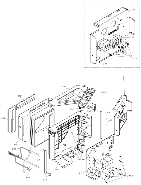 Vue éclatée Daikin 3 M - EDLA08E3V3 | unité extérieure 8kW : Boîtier électrique de l'unité de base