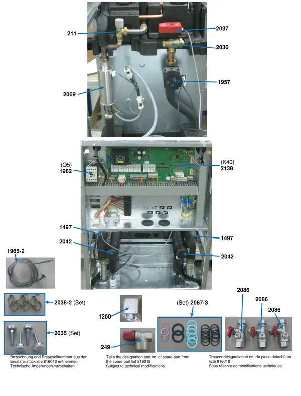 Vue éclatée Alpha Innotec SWCV 162K3 : Pièces de raccordement