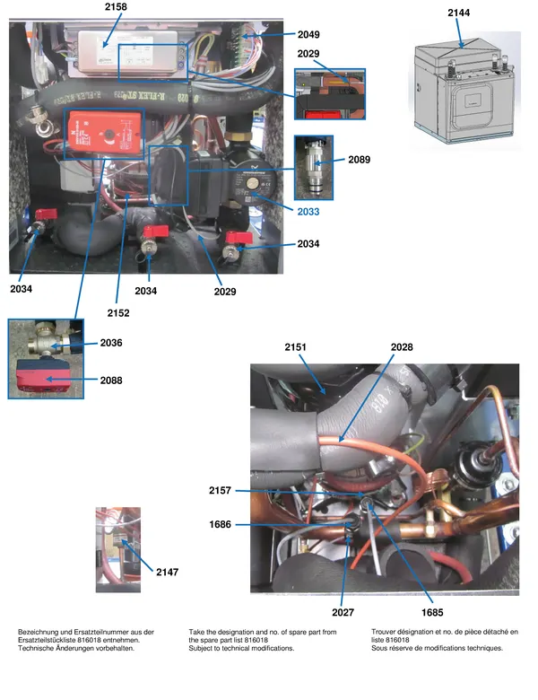 Vue éclatée Alpha Innotec SWCV 162K3 : Pièces de raccordement