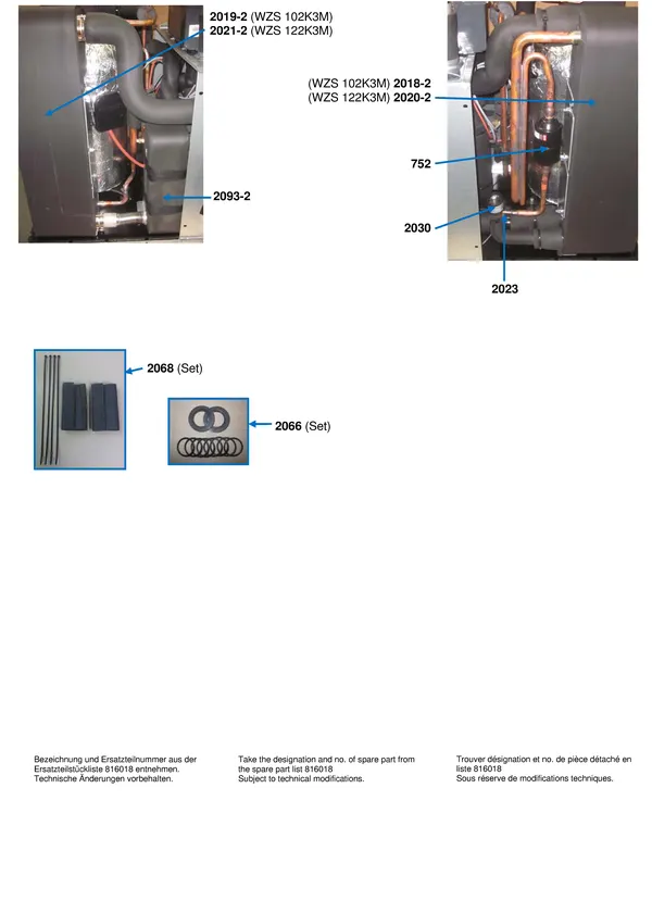 Vue éclatée Alpha Innotec WZS 102K3M / WZS 122K3M : Échangeur thermique