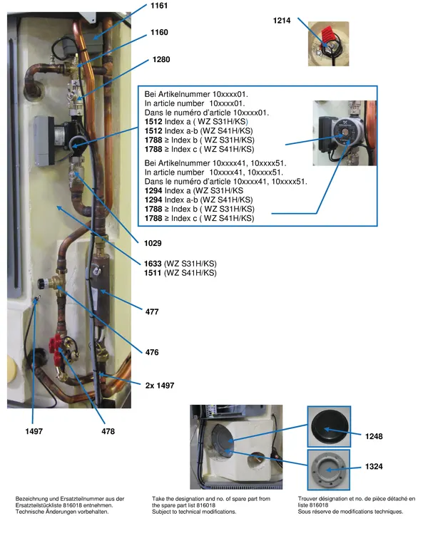 Vue éclatée Alpha Innotec WZS 41H-KS : Pièces de raccordement