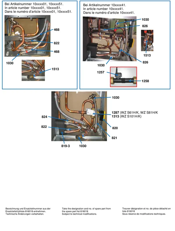 Vue éclatée Alpha Innotec WZS 61HK-101HK : Pièces de raccordement