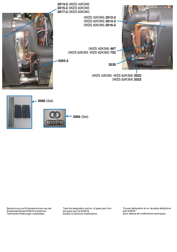 Vue éclatée Alpha Innotec WZS 42K3M / WZS 82K3M : Échangeur thermique