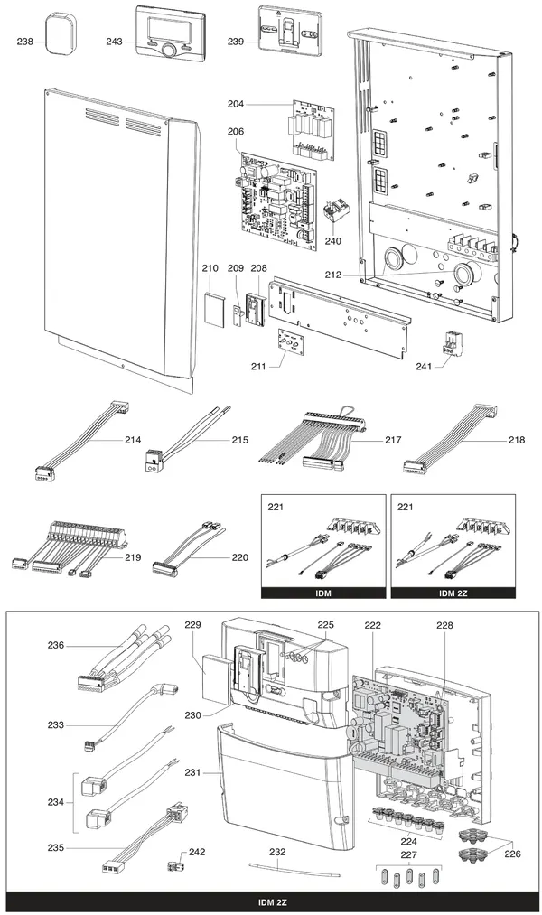 Vue éclatée Atag IDM-L | unité intérieure mural : Composants électriques