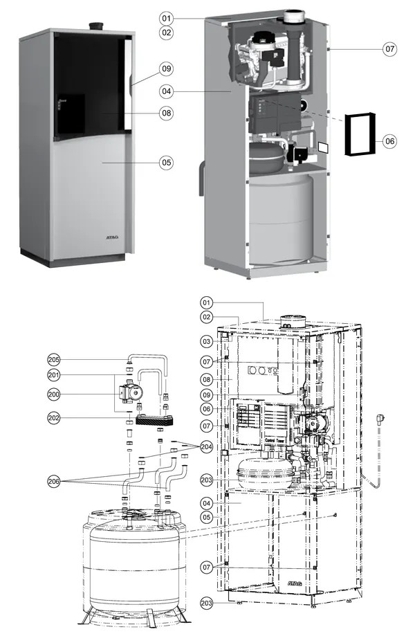 Exploded view Atag Q30CC | vanaf 2006 OSS2: Mantel pomp