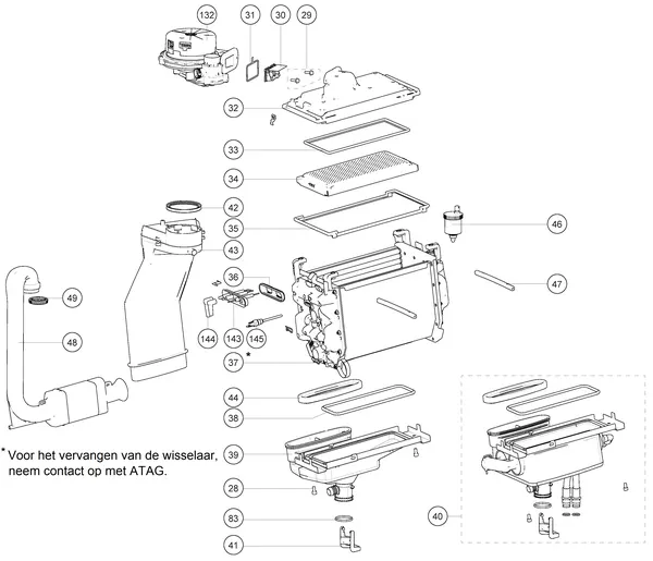 Exploded view Atag P27C iCon1: Warmteblok
