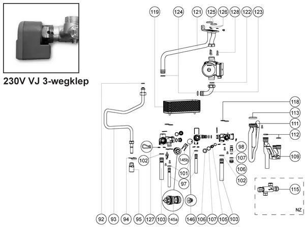 Exploded view Atag A203EC | vanaf 10-2016 OSS2: 230v vj 3 wegklep