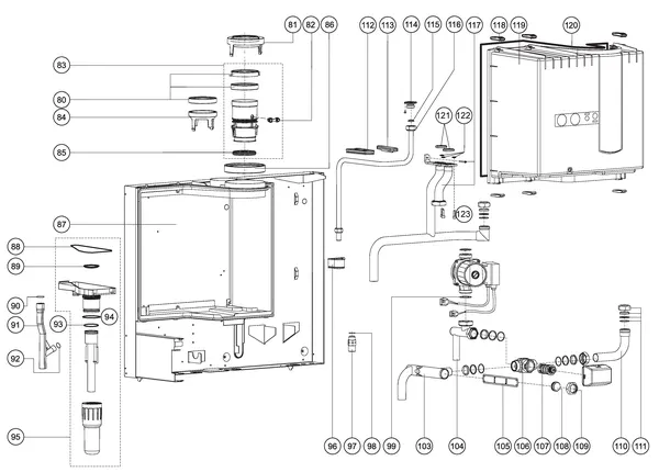 Exploded view Atag Blauwe Engel SHR 35: Achterwand