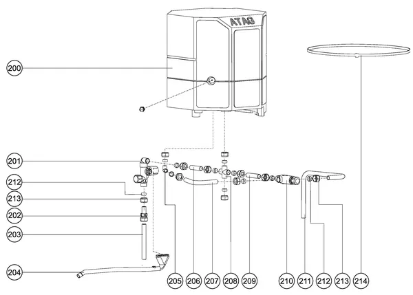Exploded view Atag Blauwe Engel SHR 51 T: Boiler