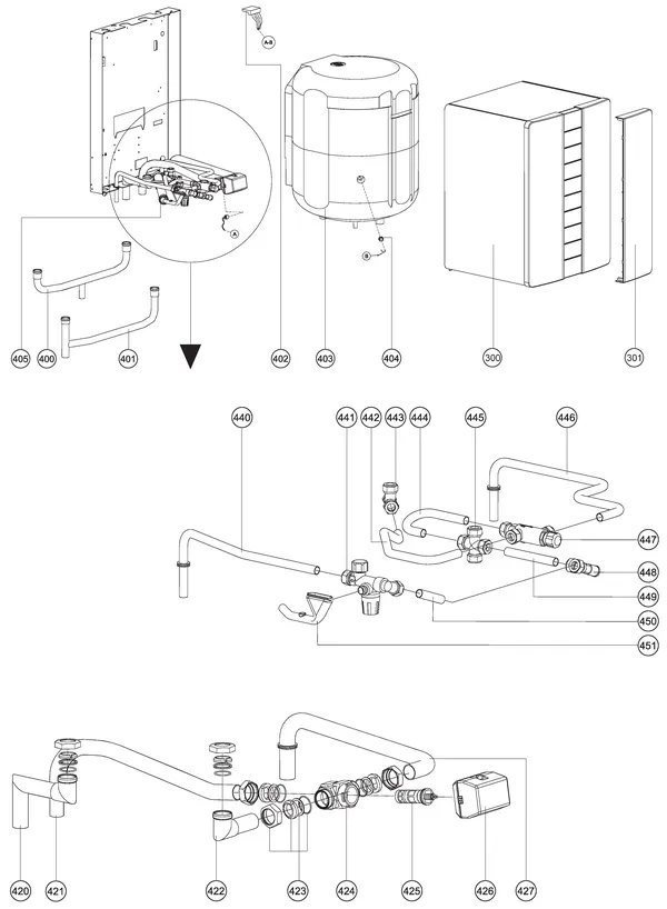 Vue éclatée Atag ComfortBoiler mural CBH 60 : Vue d'ensemble