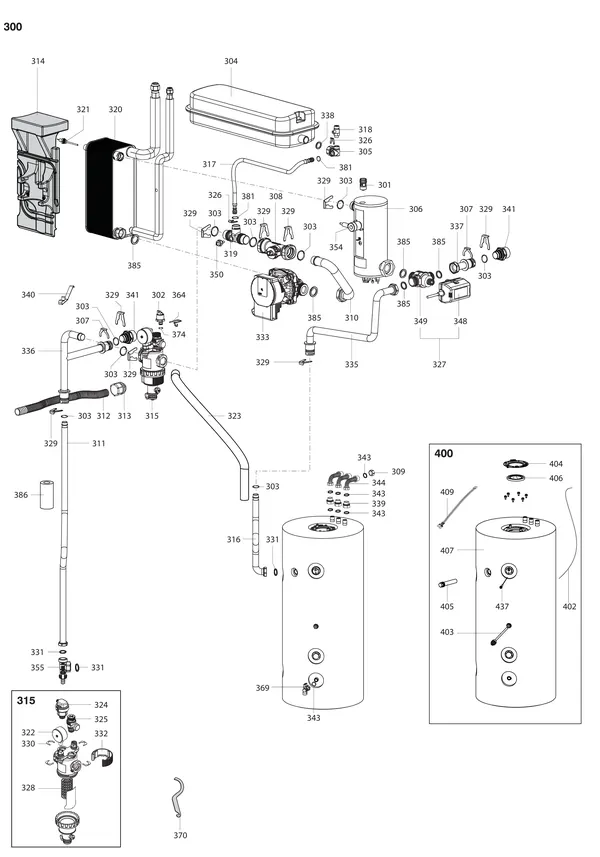 Exploded view Atag Energion IDU S F 120-150: Hydraulische componenten