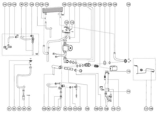 Vue éclatée Atag Enigma SHR 24T Standard : Côté eau
