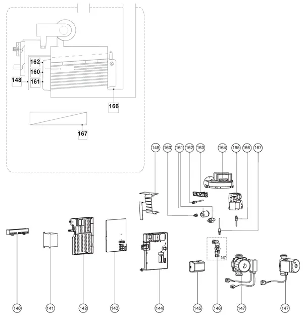 Exploded view Atag Enigma SHR 32T Standard: Elektra