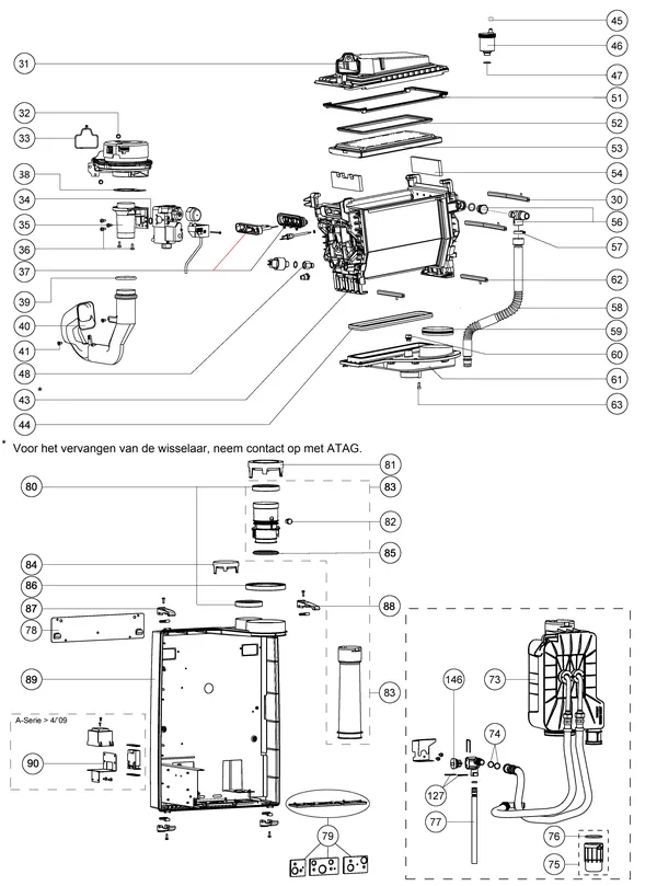 Exploded view Atag E264C | vanaf 8-2009 OSS2: Wisselaar