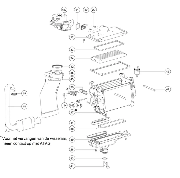 Exploded view Atag P28C iCon2: Warmteblok