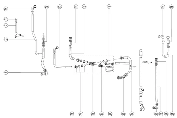 Exploded view Atag Q38SC 380N OSS2: Leidingen