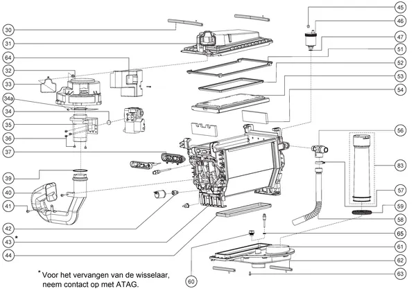 Exploded view Atag Q38SC 380N OSS2: Warmteblok