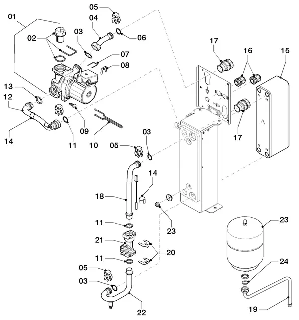 Vue éclatée AWB GeniaAir RM05/1 : Pièces hydrauliques