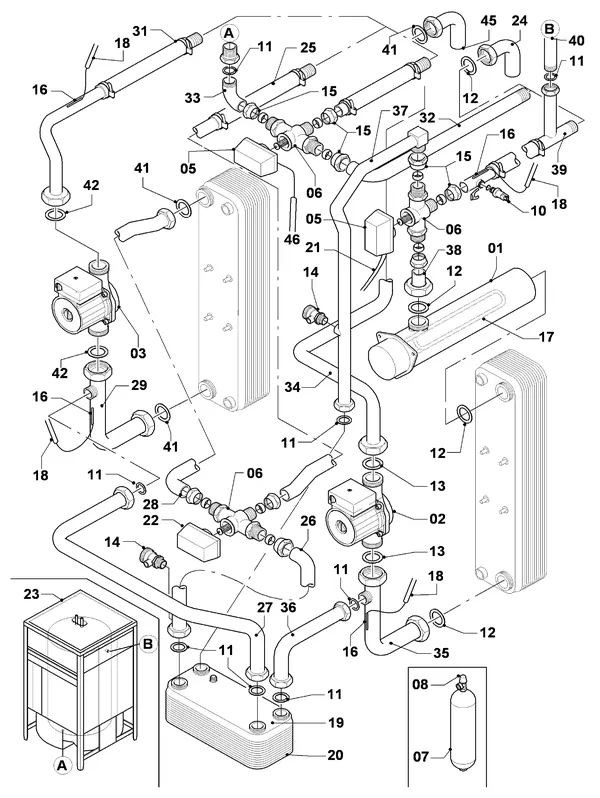 Exploded view AWB MagnaGeo 08 BPT HPS 83-2: Hydraulische delen