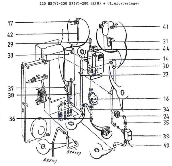 Vue éclatée Intergas Comfortline 220 HR : Conduite automate ballon d'eau chaude pompe