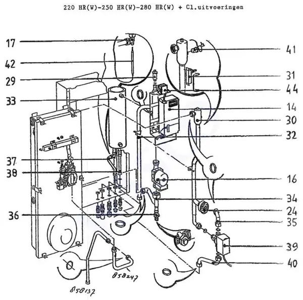 Vue éclatée Intergas Comfortline 280 HR : Conduite automate ballon d'eau chaude pompe