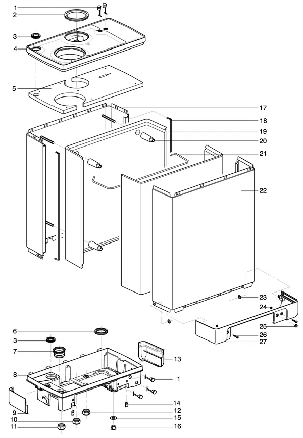 Exploded view Intergas Kompakt Solo HRE 12: Mantel