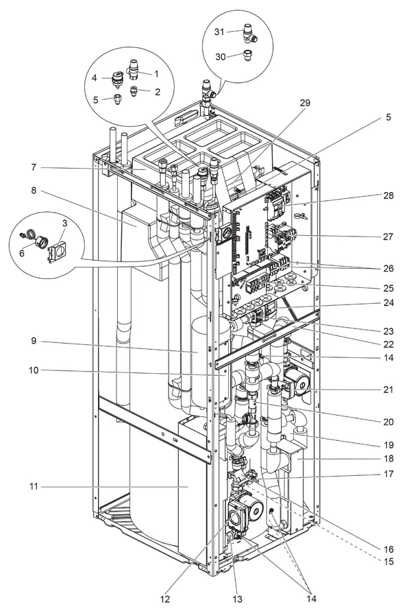 Vue éclatée Mitsubishi Electric EHST20C-TM9C : Vue d'ensemble