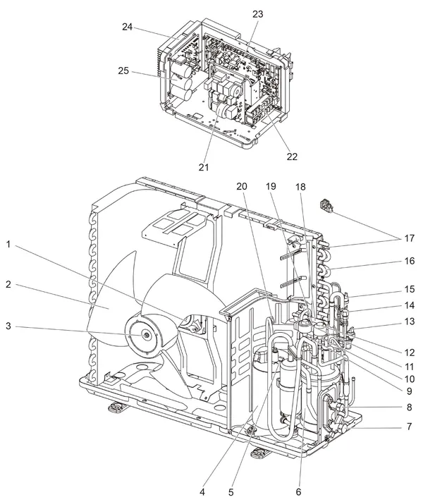 Vue éclatée Mitsubishi Electric PUHZ-SW50VHA : Vue d'ensemble