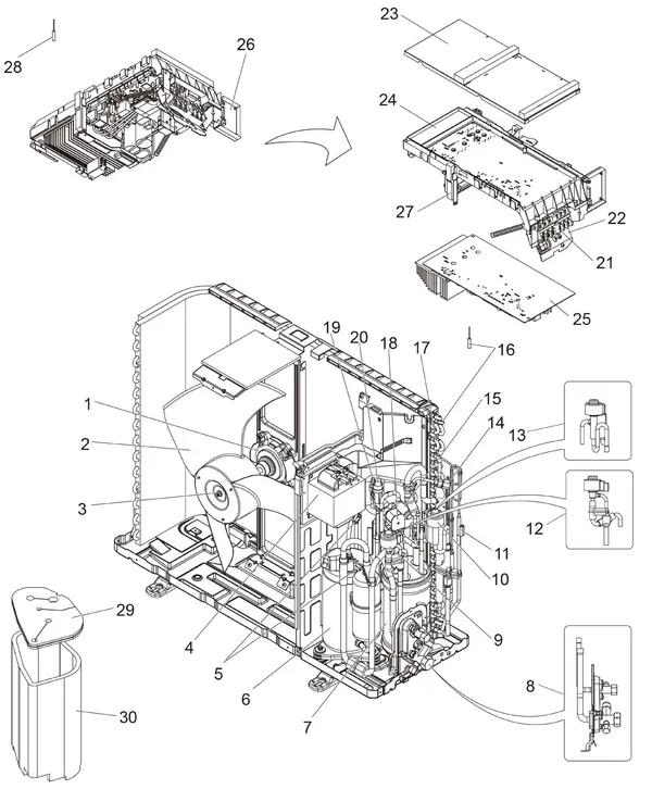 Vue éclatée Mitsubishi Electric PUHZ-SW50VK : Vue d'ensemble