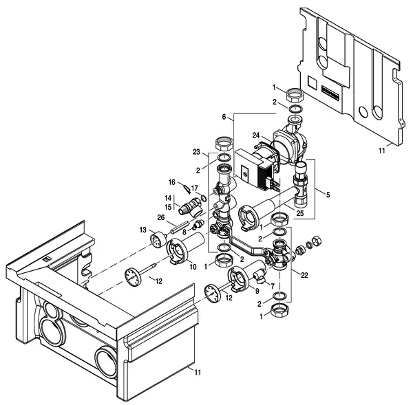 Vue éclatée Nefit (Bosch) TopLine HR 70 II : Pièces de raccordement