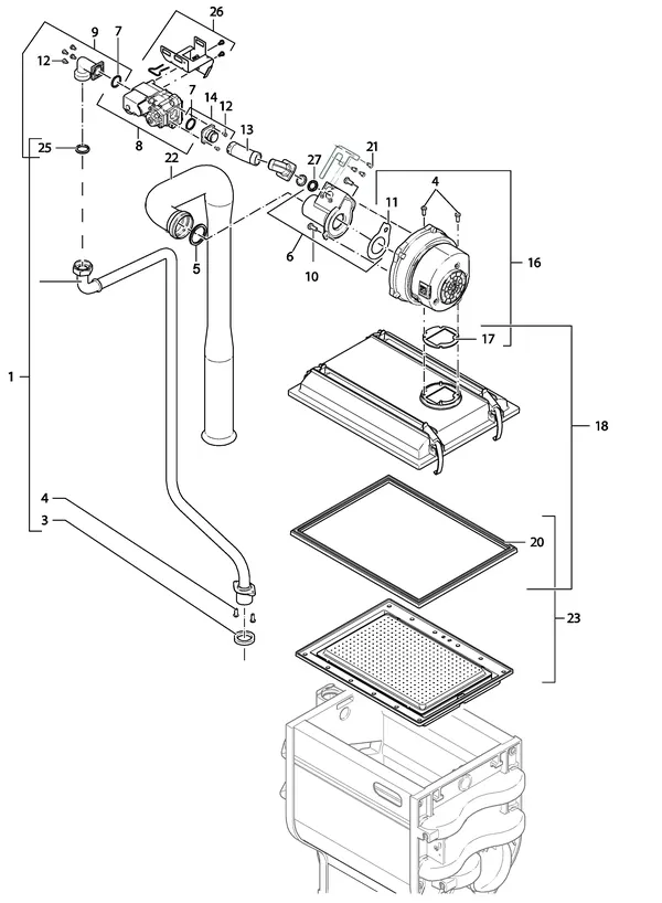 Vue éclatée Nefit (Bosch) TopLine HR 70 II : Gas ventilateur