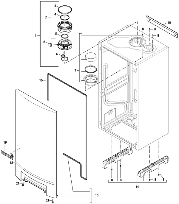 Vue éclatée Nefit (Bosch) TopLine HR 70 II : Habillage