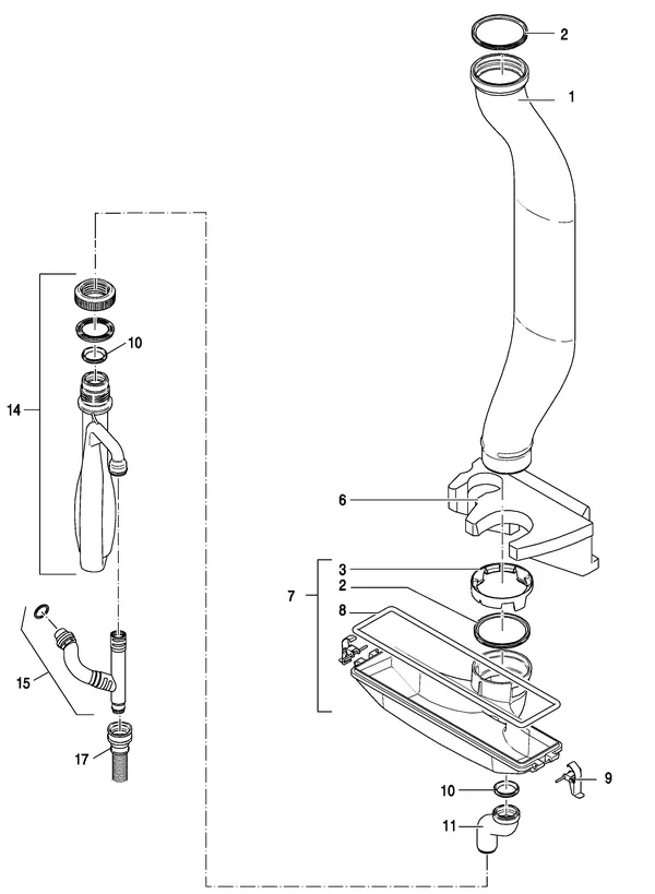 Vue éclatée Nefit (Bosch) TopLine HR 70 II : Siphon
