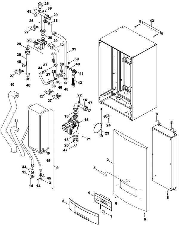 Vue éclatée Nefit (Bosch) A/W unité intérieure 16.0 E : Hydraulische blok