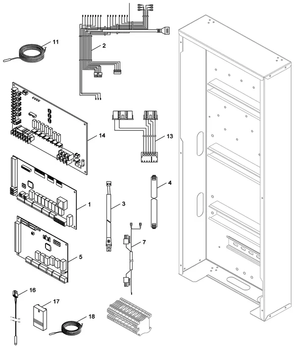Vue éclatée Nefit (Bosch) A/W unité intérieure 16.0 E : Boîtier électrique