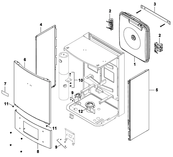 Vue éclatée Nefit (Bosch) IDU Split 2-6 E : Habillage