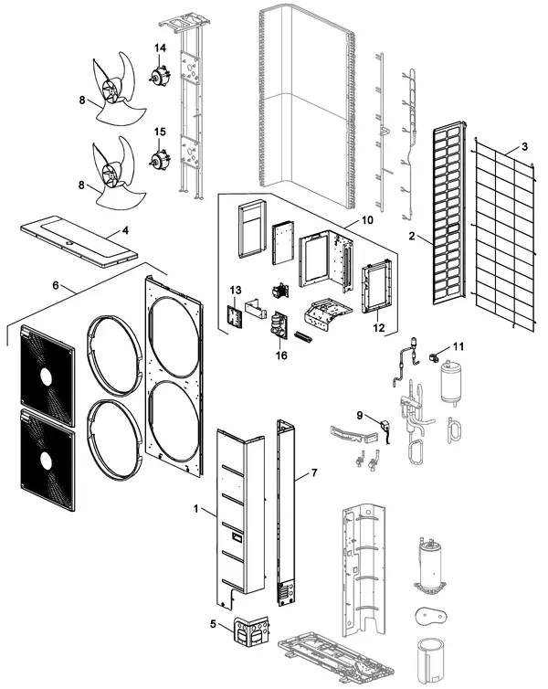 Exploded view Nefit (Bosch) ODU Split 11s: Totaaloverzicht