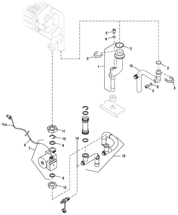 Vue éclatée Nefit (Bosch) EcomLine Classic HR 22 : Pomp tuyaux