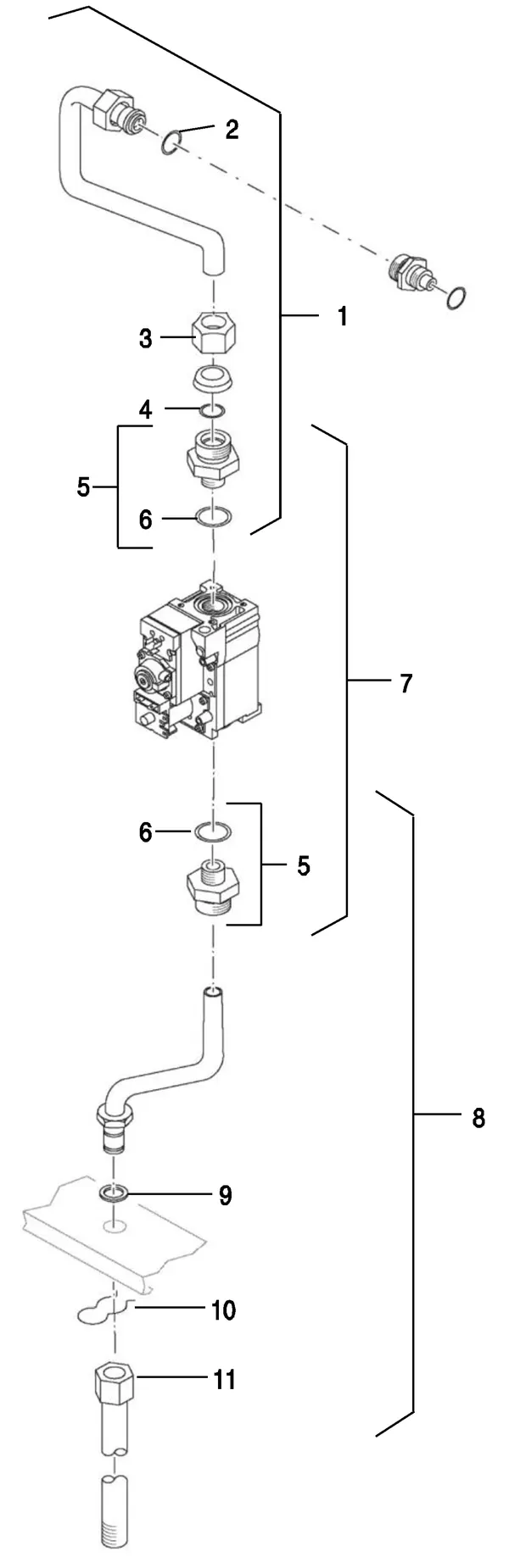 Exploded view Nefit (Bosch) EcomLine Excellent HRC 30H: Gasregelblok