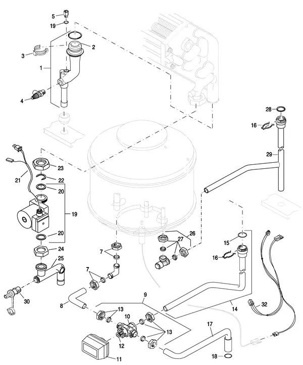 Vue éclatée Nefit (Bosch) EcomLine Excellent HRC 30V CW5 : Hydraulique