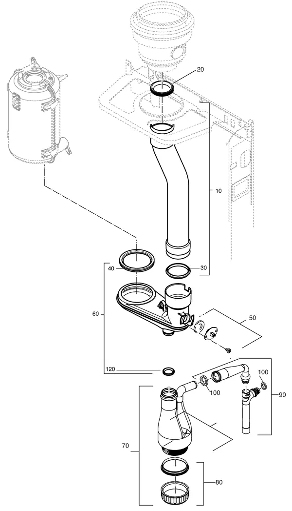Vue éclatée Nefit (Bosch) Economy HR19 : Siphon rookgas